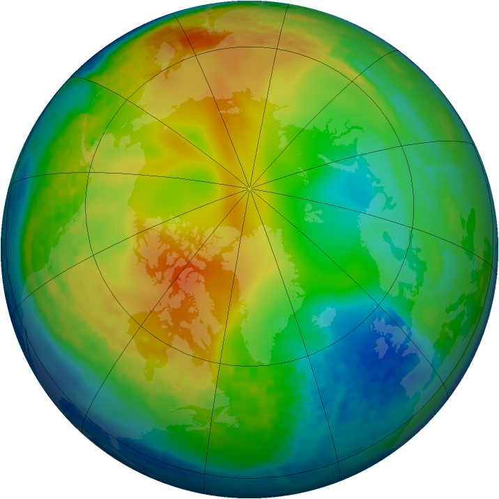Arctic ozone map for 02 January 2004